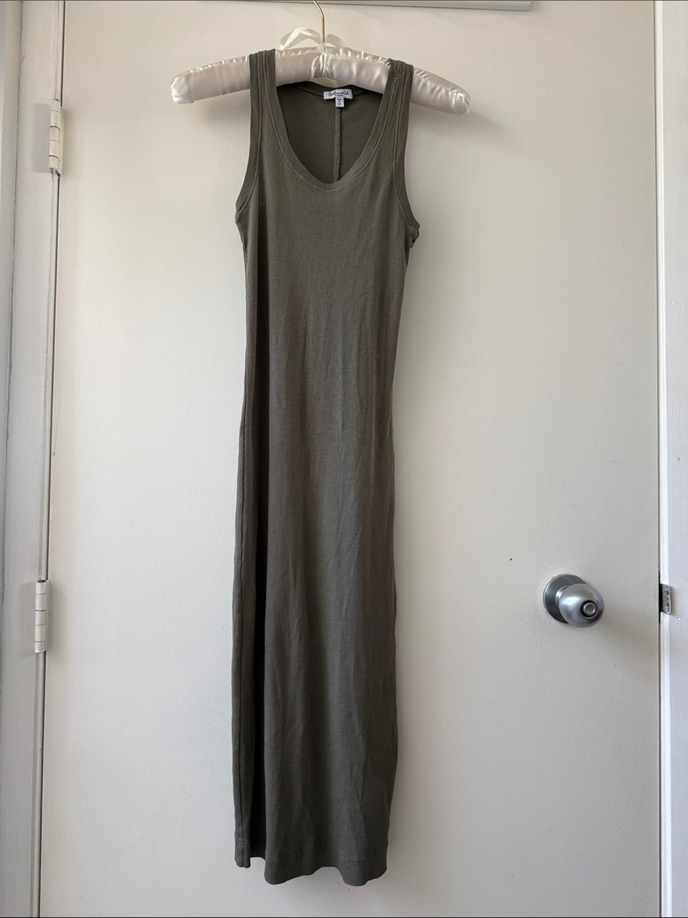 Splendid Racer back sleeveless Olive Green Tank Dress ribbed jersey knit xs